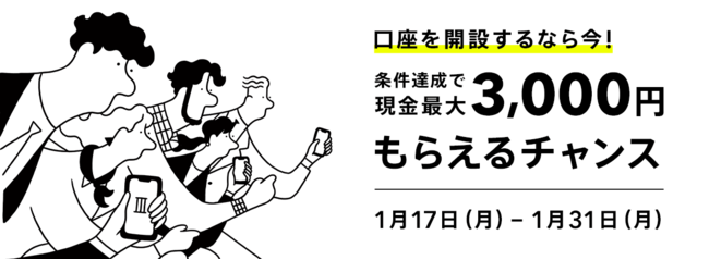 みんなの銀行口座開設するならいまキャンペーン