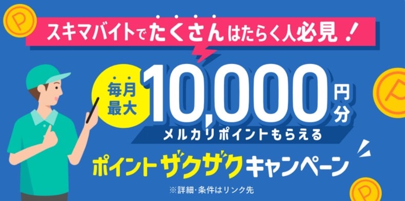 【たくさんはたらく人必見】毎月最大10,000円分のメルカリポインともらえる