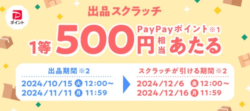 売ってスクラッチ！1,500円相当のPayPayポイントあたる！