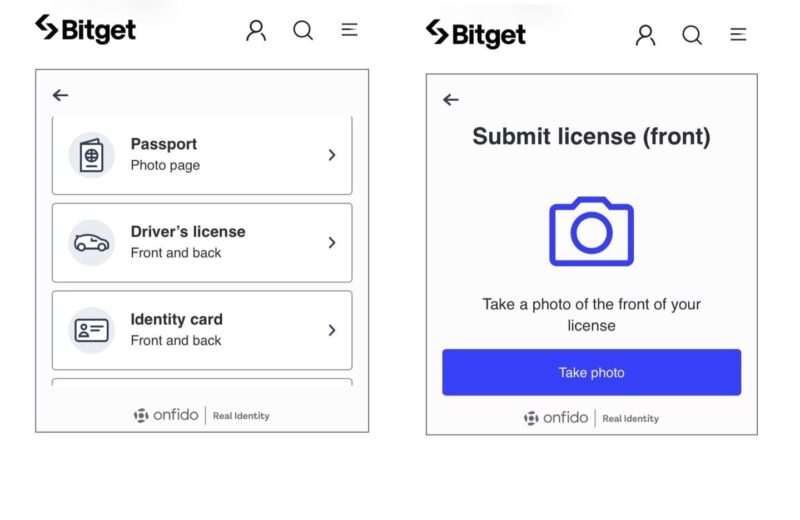 bitgetの本人確認の方法、手順3