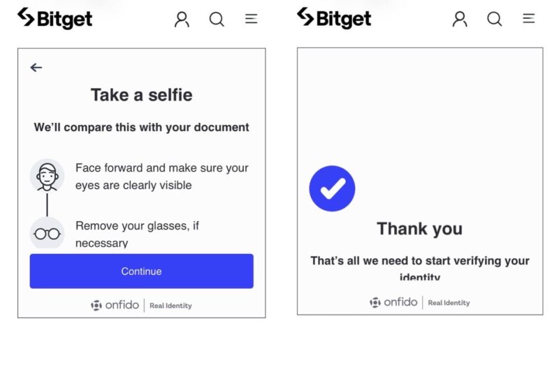 bitgetの本人確認の方法、手順4