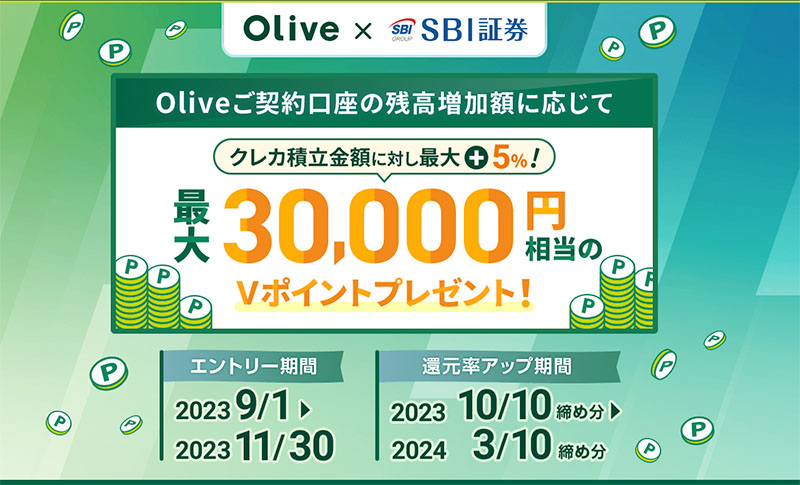 Olive残高増加額に応じたクレカ積立キャンペーン