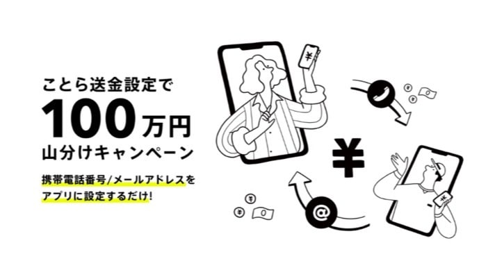 ことら送金設定で100万円山分けキャンペーン